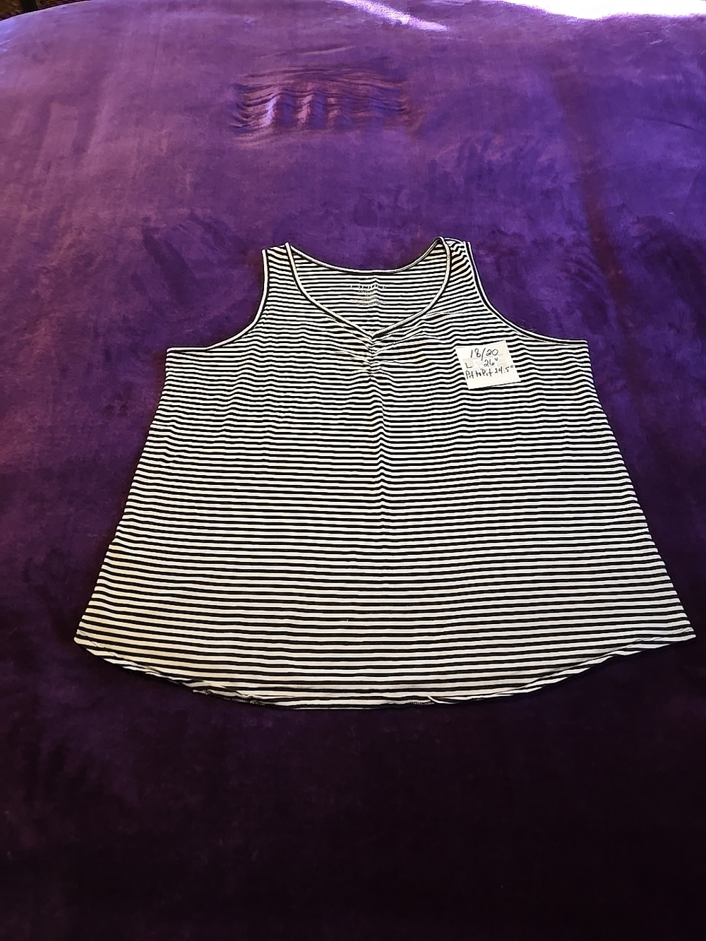 Cacique Black & White Striped Sleeveless Tank Sleep Top Size 18/20 GUC